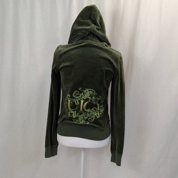 Juicy Couture Size Medium Olive Velour Jacket - Picture 2 of 14